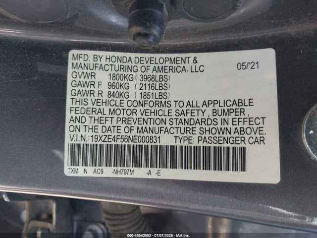 2022 HONDA INSIGHT EX 9