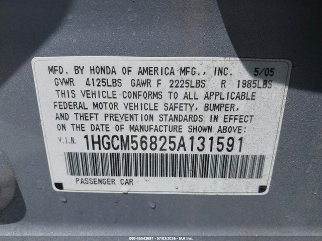 2005 Honda ACCORD 2.4 EX — фото 9
