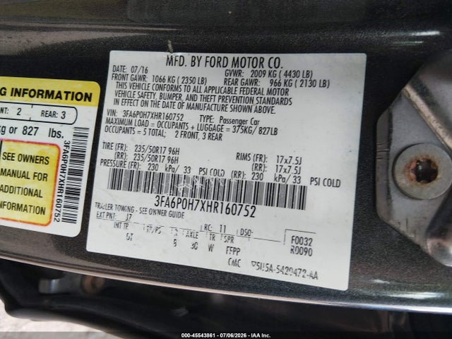 2017 FORD FUSION SE 照片 9