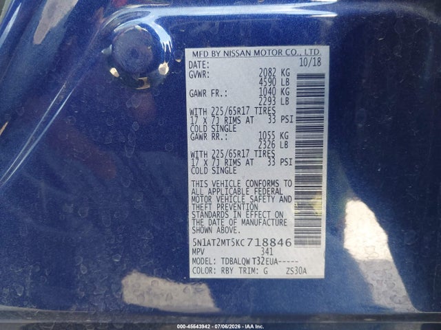 2019 NISSAN ROGUE SV 9