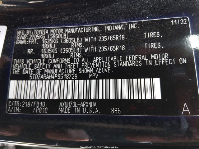 2023 TOYOTA HIGHLANDER HYBRID LE 9