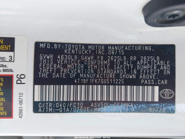 صورة 9 لـ 2016 Toyota CAMRY LE