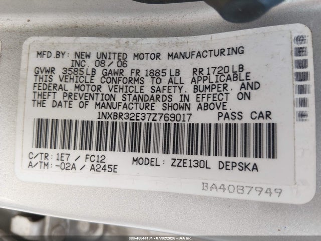 2007 Toyota COROLLA S photo 9
