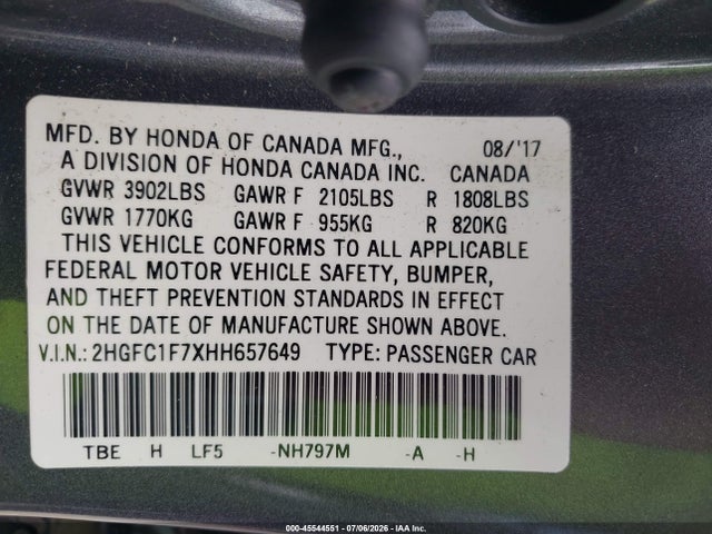 2017 Honda CIVIC EX-L 照片 9