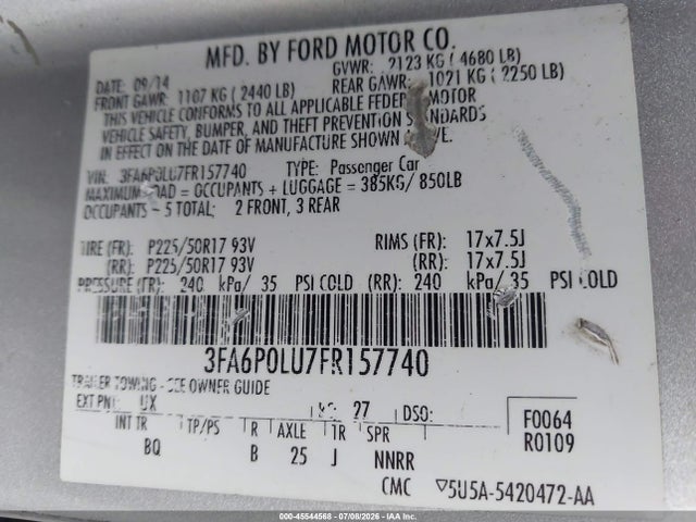 2015 FORD FUSION HYBRID SE 照片 9