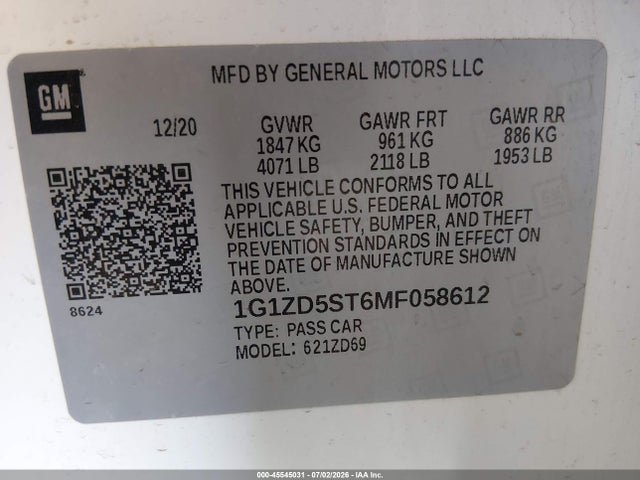 2021 Chevrolet MALIBU FWD LT 照片 9