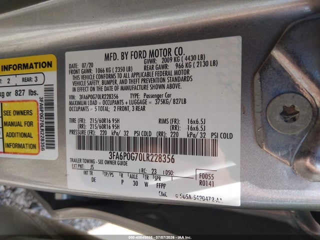2020 FORD FUSION S 9