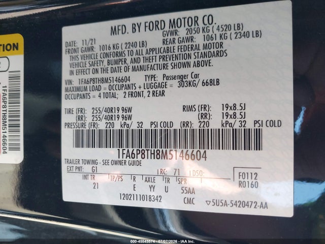 صورة 9 لـ 2021 FORD MUSTANG ECOBOOST FASTBACK