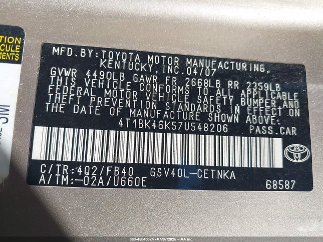 2007 Toyota CAMRY LE V6 photo 9