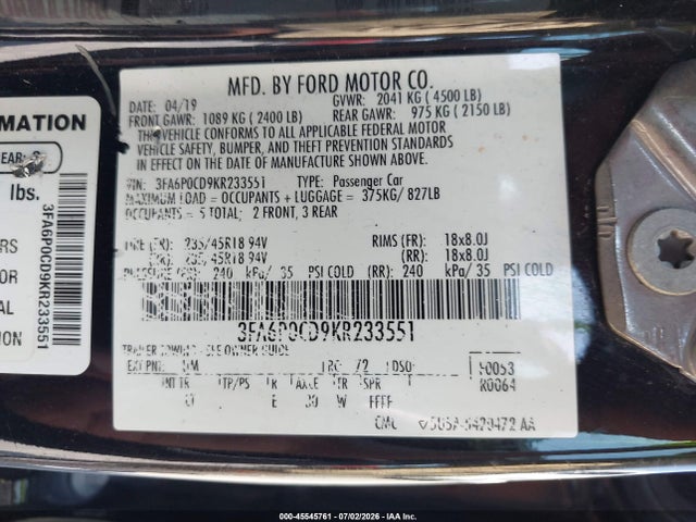 2019 FORD FUSION SEL 照片 9