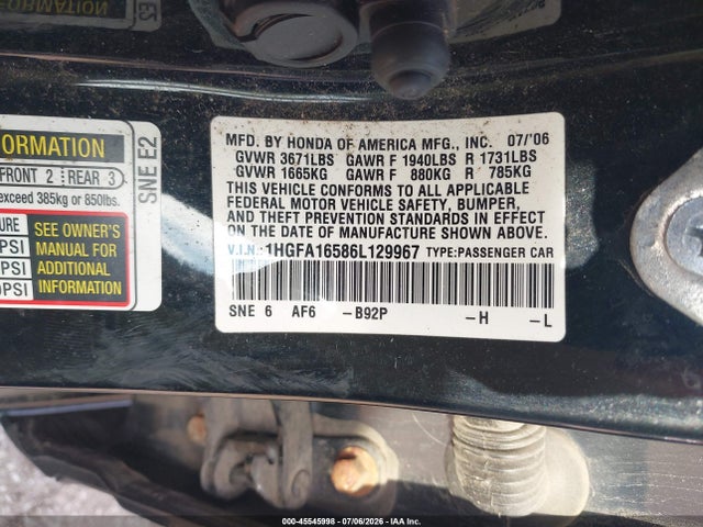 2006 Honda CIVIC LX 照片 9