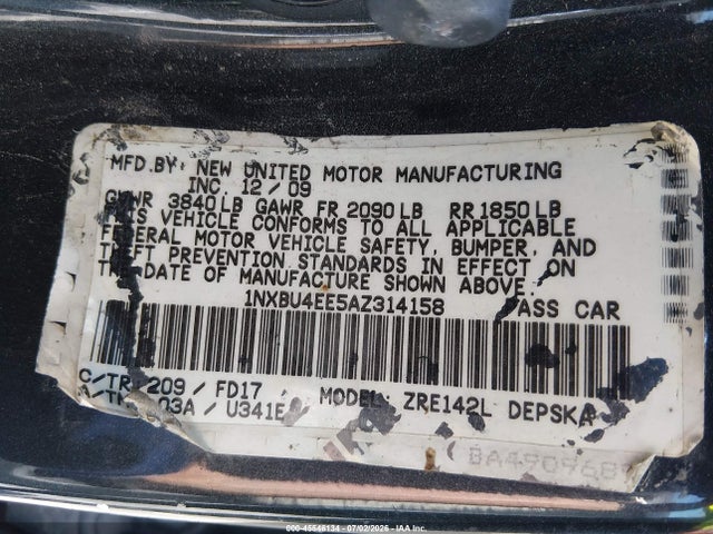 2010 Toyota COROLLA S photo 9