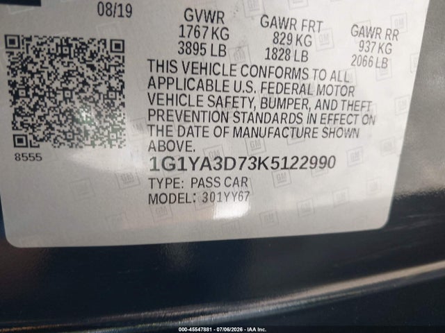 2019 Chevrolet CORVETTE STINGRAY — миниатюра 9