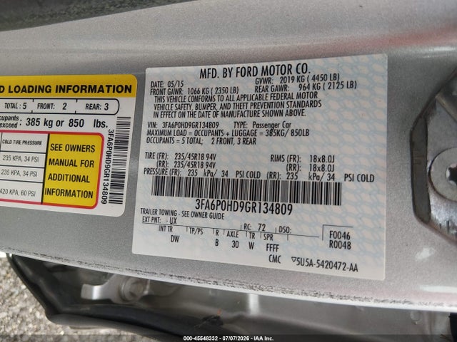 2016 FORD FUSION SE 照片 9
