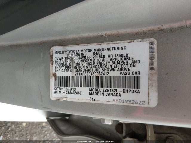 2003 Toyota MATRIX STANDARD 照片 9