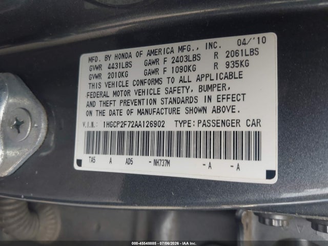 2010 Honda ACCORD 2.4 EX 照片 9