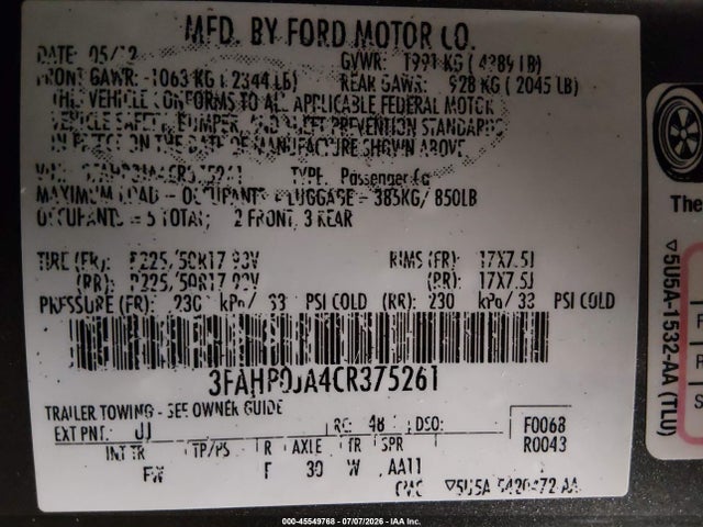 صورة 9 لـ 2012 FORD FUSION SEL