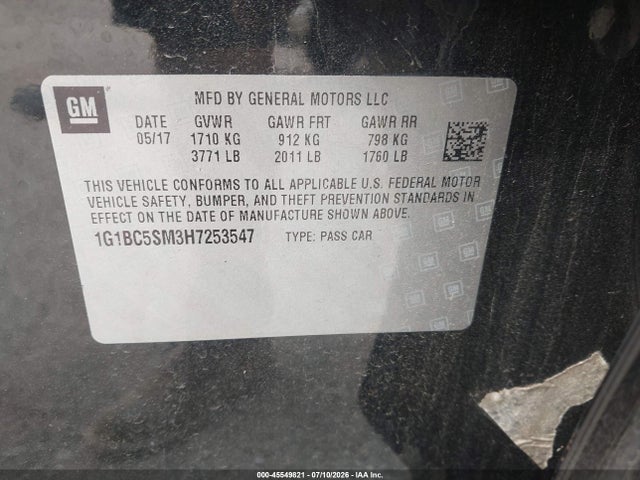 2017 CHEVROLET CRUZE LS AUTO 9