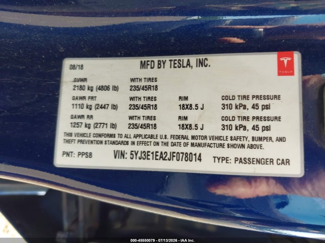 صورة 9 لـ 2018 Tesla MODEL 3 LONG RANGE/MID RANGE