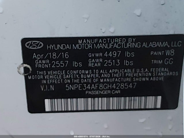2016 Hyundai SONATA LIMITED — фото 9