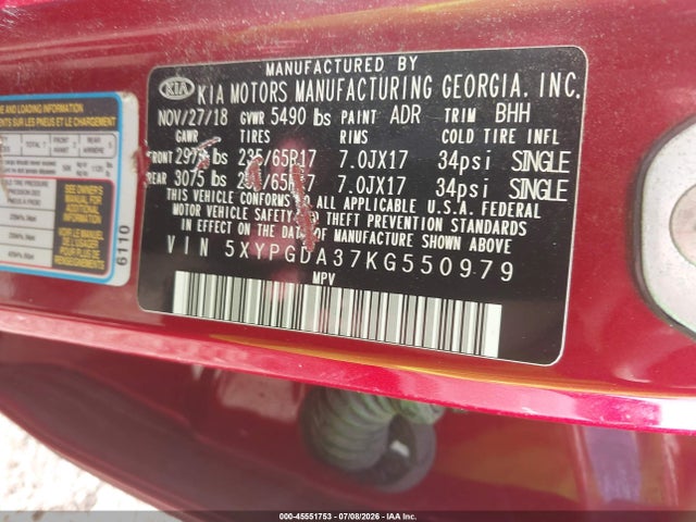 2019 KIA SORENTO 2.4L LX 9