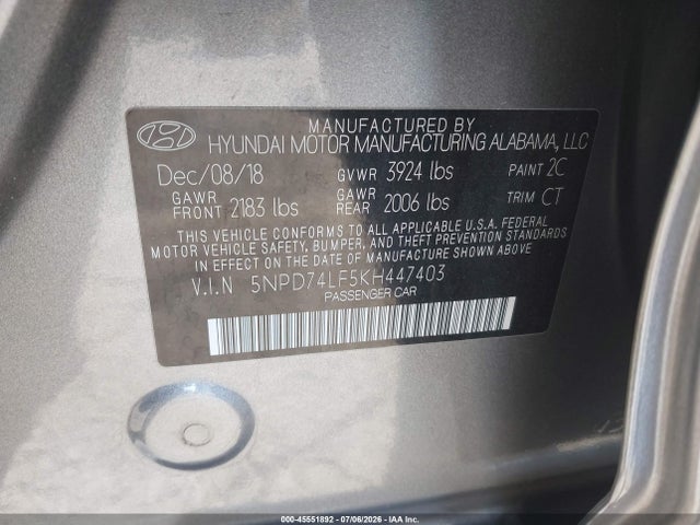 2019 Hyundai ELANTRA SE 照片 9