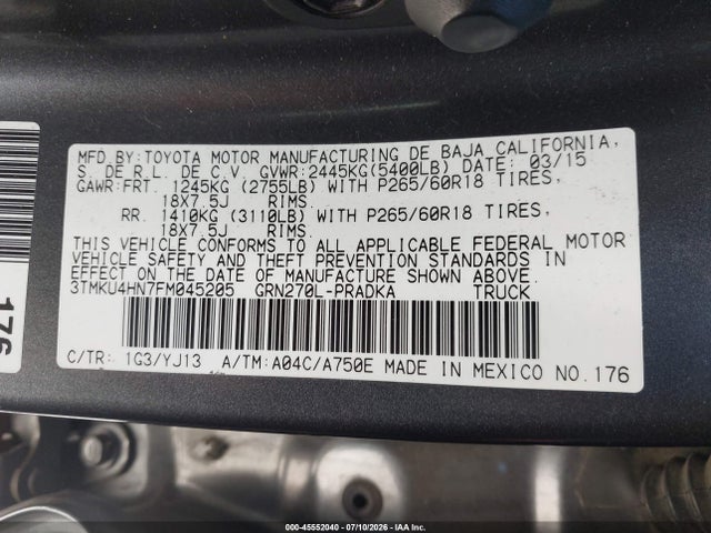 2015 Toyota TACOMA PRERUNNER V6 photo 9
