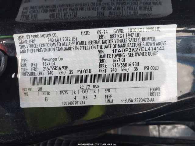 2014 FORD FOCUS SE 照片 9