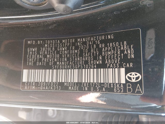 2016 Toyota COROLLA S PLUS — фото 9