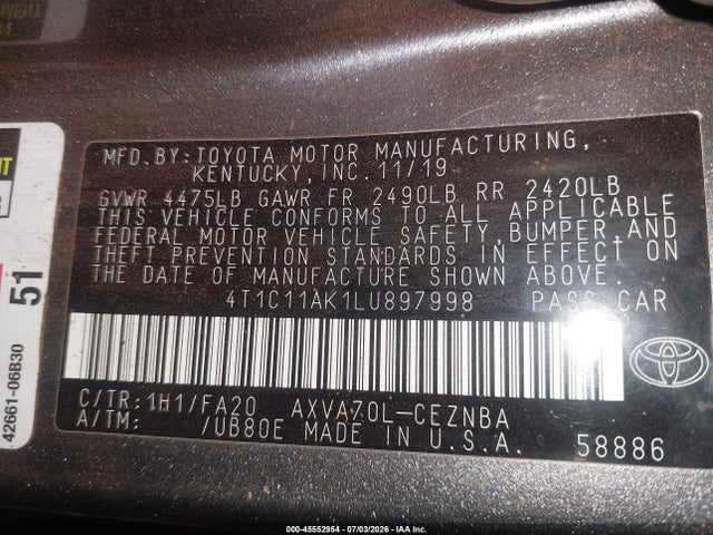 صورة 9 لـ 2020 Toyota CAMRY LE