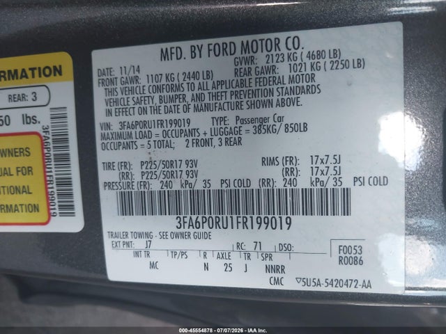 2015 FORD FUSION HYBRID TITANIUM — фото 9