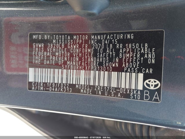2015 Toyota COROLLA S PLUS — фото 9