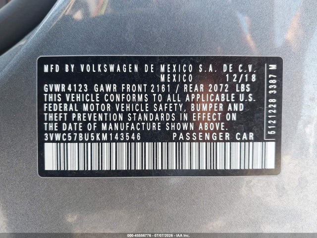 2019 VOLKSWAGEN JETTA 1.4T R-LINE/1.4T S/1.4T SE 9