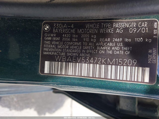 2002 BMW 3 SERIES 330I — миниатюра 9