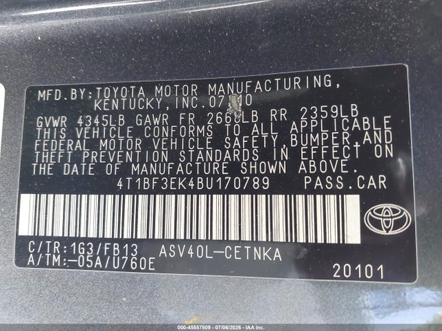 2011 Toyota CAMRY LE — фото 9