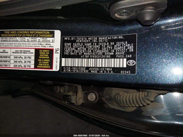 2012 Toyota CAMRY LE photo 9
