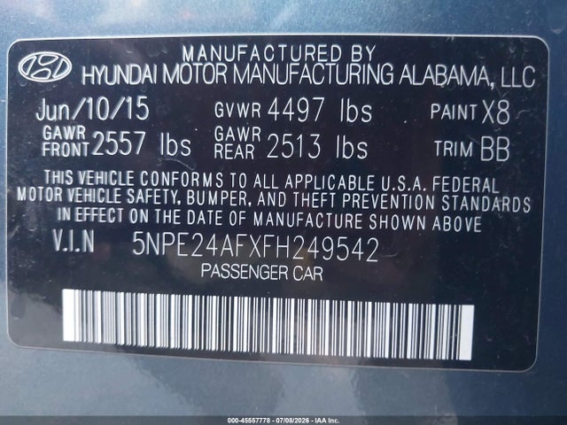 2015 Hyundai SONATA SE 照片 9