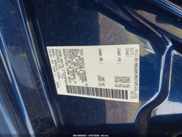 2019 NISSAN ALTIMA 2.5 S 9