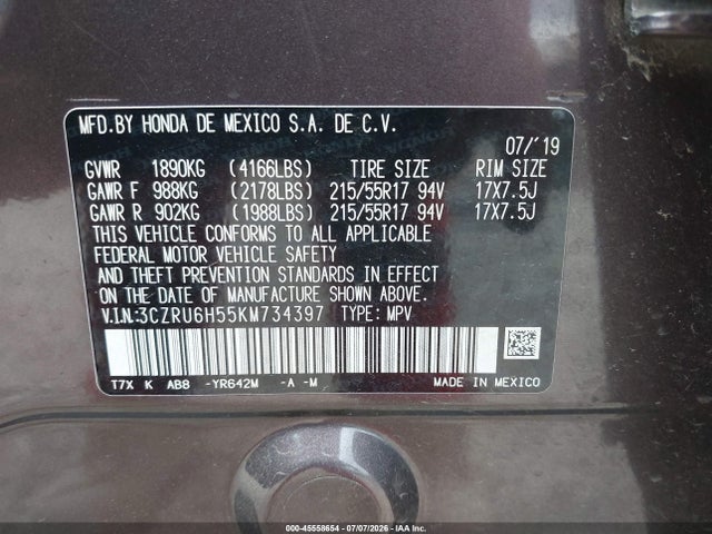 2019 HONDA HR-V EX 9