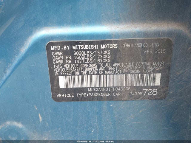 2015 Mitsubishi MIRAGE ES/RF 照片 9