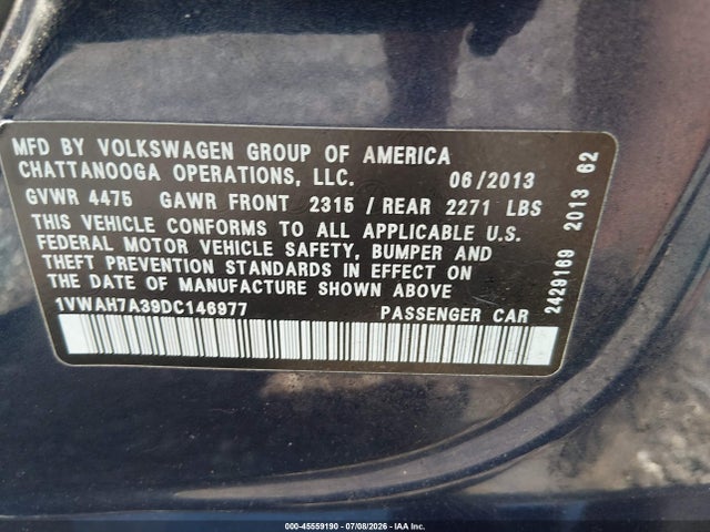 صورة 9 لـ 2013 Volkswagen PASSAT 2.5L WOLFSBURG EDITION