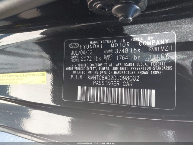 2013 Hyundai VELOSTER BASE W/GRAY 照片 9