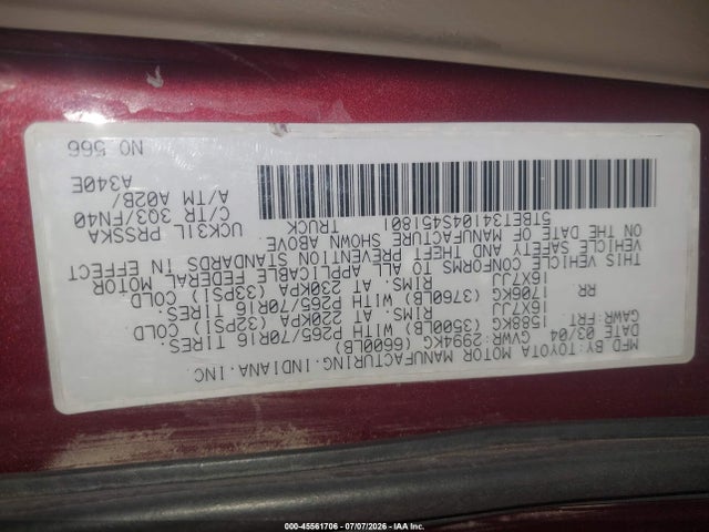 2004 Toyota TUNDRA SR5 V8 photo 9
