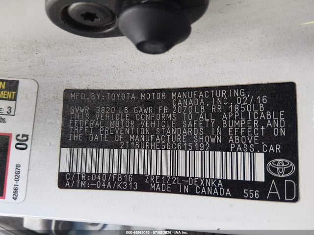 2016 Toyota COROLLA LE photo 9