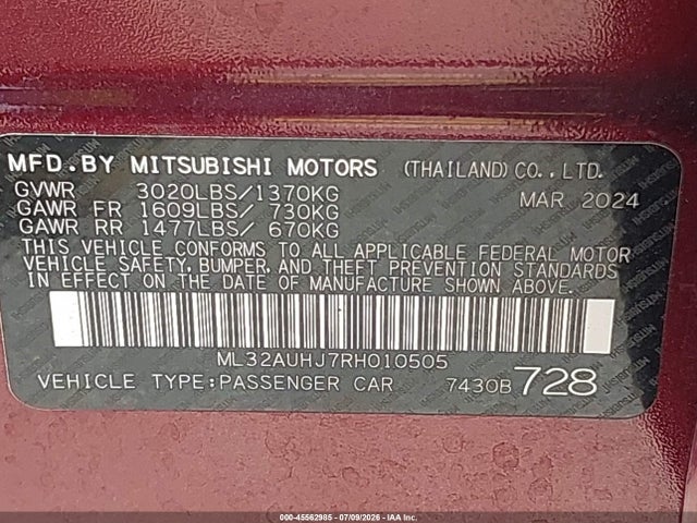 صورة 9 لـ 2024 Mitsubishi MIRAGE ES/LE