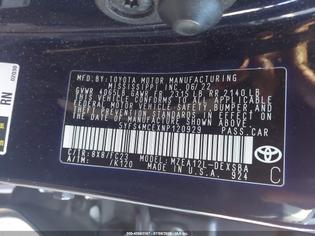 صورة 9 لـ 2022 Toyota COROLLA SE