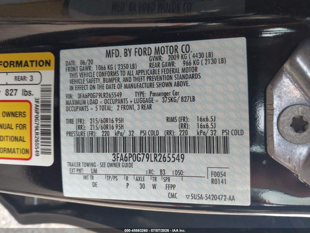 صورة 9 لـ 2020 FORD FUSION S