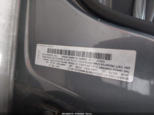 صورة 9 لـ 2011 Volkswagen JETTA 2.0L S