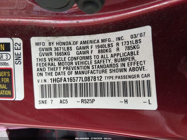 2007 Honda CIVIC LX 照片 9