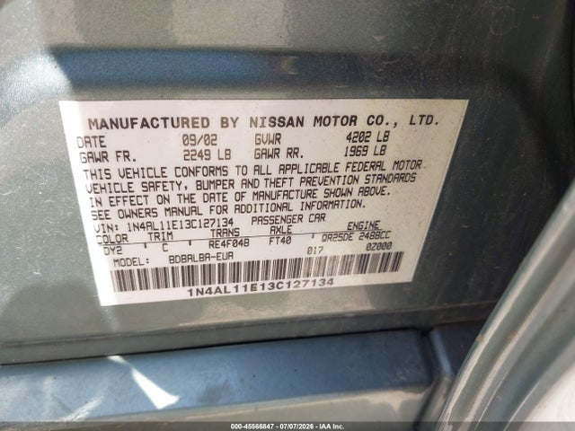 2003 Nissan ALTIMA 2.5 S 照片 9